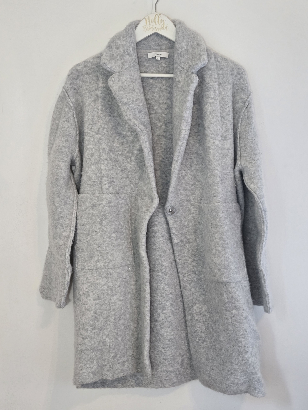 Vince Light Gray Wool-Blend Single-Button Coat